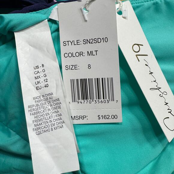 Sunshine 79 SZ 8 Swimsuit 1-Piece Floral Keyhole Adjustable Open Back Padded Cup - Picture 8 of 10